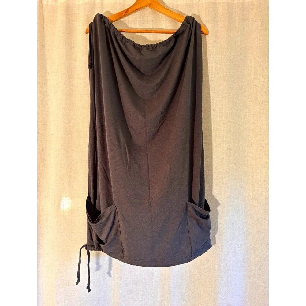 Boho Festival Bandage Gray Top / Skirt Double Drawstring w/ Pockets, Regular OS